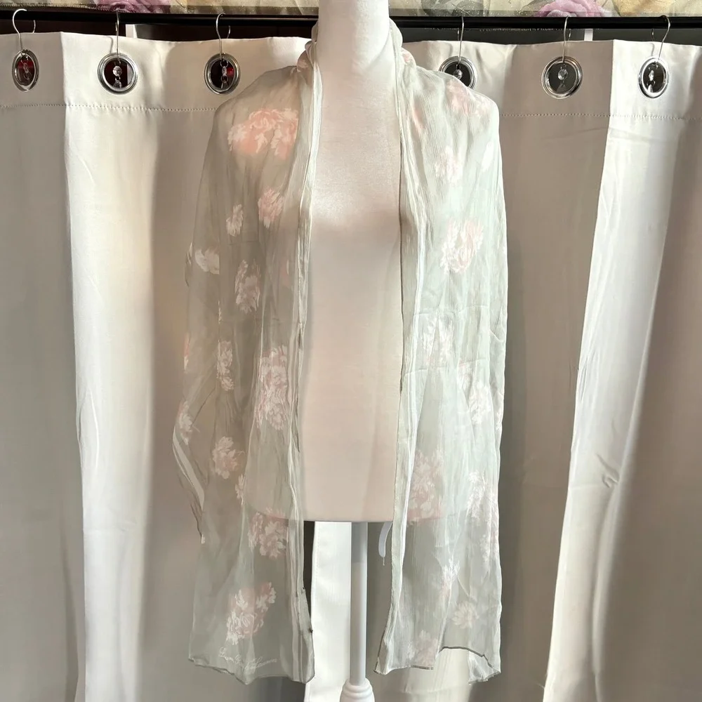 Lauren Ralph Lauren Womens Scarf Floral Silk Blend Wrap Cottagecore Fairy 20551